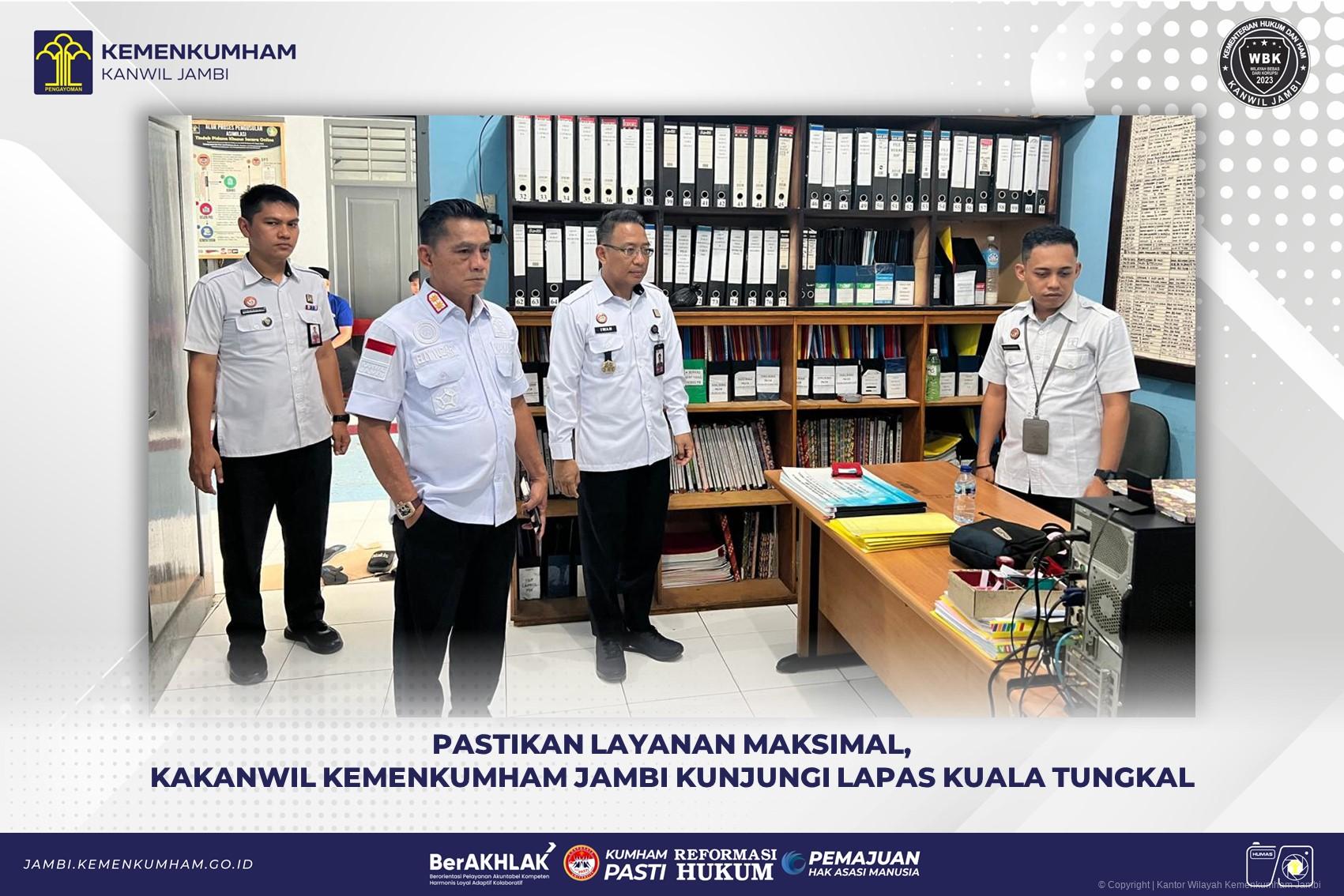 Pastikan Layanan Maksimal, Kakanwil Kemenkumham Jambi Kunjungi Lapas Kuala Tungkal