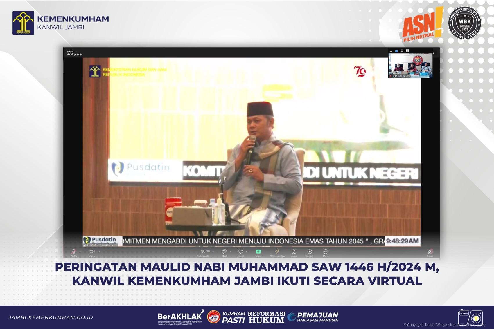 Peringatan Maulid Nabi Muhammad SAW 1446 H/2024 M, Kanwil Kemenkumham