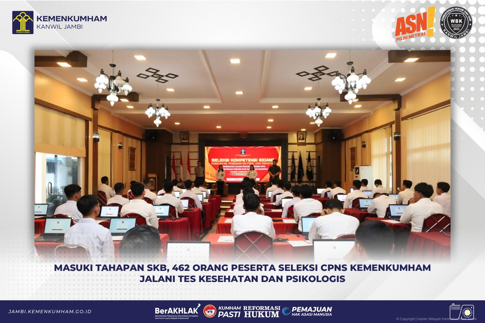 Masuki Tahapan SKB, 462 Orang Peserta Seleksi CPNS Kemenkumham Tahun 2024 Jalani Tes Kesehatan dan Psikologis